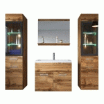 MEUBLE DE SALLE DE BAIN RIO XL LED 60 CM CHENE - ARMOIRE DE RANGEMENT - CHÊNE