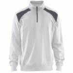SWEAT COL CAMIONNEUR BICOLORE BLANC/GRIS TAILLE XS - BLAKLADER