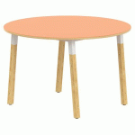 TABLE 4P MÉTAL/BOIS RONDE Ø 120 T2 STRAT ABS ORANGE/ALU