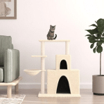 ARBRE À CHAT AVEC GRIFFOIRS EN SISAL CRÈME 83 CM