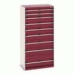 ARMOIRE D\'AT. À TIROIRS CUBIO SL-8516-9.1 GRIS CLAIR/ROUGE - MANUTAN COLLECTIVITÉS