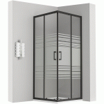 SANIVERRE - LANABLACK CABINE DOUCHE H 185 CM PORTE COULISSANTE SEMI-OPAQUE 70X70 CM