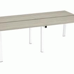 PÔLE DE 4 BUREAUX DROITS CHÊNE GRIS L 120 X P 60 CM, PIÉTEMENT MÉTAL BLANC - ARCH