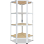 HOME 155X90X60 CM ÉTAGÈRE D'ANGLE BLANC / ETAGERE ANGLE EN METAL 4 NIVEAUX / ETAGÈRES D'ANGLE AVEC CAPACITÉ CHARGE 175KG PAR NIVEAU / ETAGERE D'ANGLE