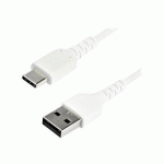 STARTECH.COM 2M USB A TO USB C CHARGING CABLE, DURABLE FAST CHARGE & SYNC USB 2.0 TO USB TYPE C DATA CORD, RUGGED TPE JACKET ARAMID FIBER M/M 60W WHITE, SAMSUNG S10, S20, IPAD PRO, PIXEL - HEAVY DUTY AND RUGGED (RUSB2AC2MW) - CÂBLE USB DE TYPE-C - USB PO