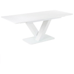 TABLE À MANGER EXTENSIBLE AVEC PLATEAU DE VERRE DESIGN MODERNE 160/200 X 90 CM BLANC SALTUM - BLANC