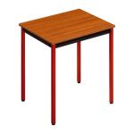 TABLE POLYVALENTE RECTANGLE - L. 70 X P. 60 CM - PLATEAU TECK - PIEDS ROUGE