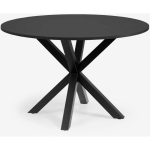 TABLE RONDE COLORIS NOIR EN MDF LAQUÉ ET ACIER - DIAMÈTRE 120 X HAUTEUR 74,50 CM PEGANE
