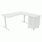 PACK BUREAU+CAISS IDEA ASYM. RET. À DROITE 180 CM BLANC/BLANC - QUADRIFOGLIO