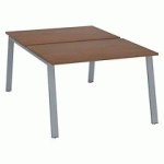 PÔLE DE 2 BUREAUX DROITS NOYER L 120 X P 80 CM PIÉTEMENT MÉTAL ALUMINIUM - ARCH