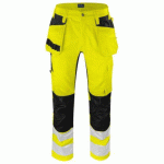 PROJOB 6570 PANTALON POLYCOTON STRETCH PRIO EN ISO 20471 CLASSE 2 JAUNE/NOIR - TAILLE 44