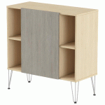 RANGT MI-HAUT JAVA 100 CM 1 PTE 4 NICHES CHÊNE CL /CHÊNE GR - MANUTAN COLLECTIVITÉS