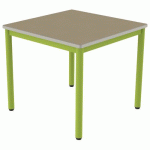 TABLE CARÉLIE 80X80 T5 STR POLY. HÊTRE MIEL BEIGE/VERT ACIDE - MOBIDECOR