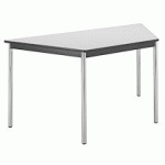 TABLE TRAPÉZOÏDALE 140X70 GRIS/CHROMÉ PIEDS VÉRINS