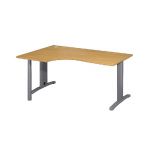 BUREAU COMPACT RETOUR À GAUCHE IMEDIA - L. 160 X P. 110 CM - PLATEAU HÊTRE - PIEDS ALUMINIUM