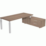 BUREAU CONSOLE ET PIED MÉTAL CARRÉ ROYAL 195CM - NOYER BLANC - ARTARREDI