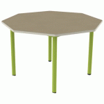 TABLE CARÉLIE MOB. OCT Ø120 T6 STR POLY. HM. BEIGE/VERT ACI - MOBIDECOR