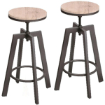 LOT DE 2 TABOURETS DE BAR INDUSTRIEL DOCK - DIAMÈTRE 43 CM X HAUTEUR 63 CM - NOIR