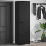 VIDAXL - ARMOIRE À CHAUSSURES 4 TIROIRS RABATTABLES NOIR 60X42X204 CM