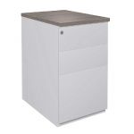 CAISSON HAUTEUR BUREAU MÉTAL NF ENVIRONNEMENT ALUMINIUM TOP CÈDRE, H.72 X L. 42 X P. 60 CM