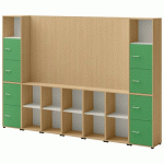 ENSEMBLE MEUBLE TV ET RANGEMENT IVO N°2 CHÊNE/PORTE VERT - QUADRIFOGLIO