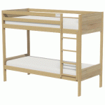 LIT SUPERPOSÉ IDENTITÉ TÊTE/PIED PANNEAU SOMMIER LATTES 90X200 CM ARGENT/CHÊNE - MANUTAN COLLECTIVITÉS