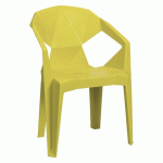 LOT DE 4 - CHAISE SASKIA - POLYPROPYLÈNE VERT - USAGE INTÉRIEUR ET EXTÉRIEUR