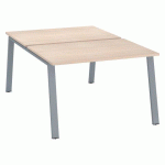 PÔLE DE 2 BUREAUX ECLA CHÊNE CLAIR L 120 X P 80 CM PIÈTEMENT MÉTAL FINITION ALUMINIUM