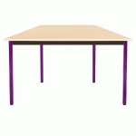TABLE MODULAIRE DOMINO TRAPEZE - L. 120 X P. 60 CM - PLATEAU ERABLE - PIEDS PRUNE