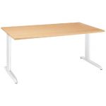 BUREAU DROIT ACTUAL - L. 140 X P. 80 CM - PLATEAU CHÊNE  - PIEDS L BLANC