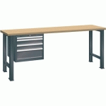 ÉTABLIS NOIR 2000X750X840 CAP. 360KG ET 4 TIR. 75KG - LISTA