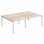 PÔLE 4 BUREAUX DROITS ARKO L 240 X P 168 CM PLATEAUX CHÊNE CLAIR PIÈTEMENT MÉTAL ARCHE BLANC