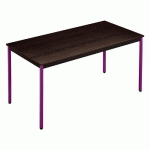 TABLE MODULAIRE DOMINO RECTANGLE - L. 120 X P. 60 CM - PLATEAU NOIR - PIEDS PRUNE