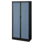 ARMOIRE CLASSTOUT CLASSIQUE MÉTAL ANTHRACITE - L. 90 X H. 198 CM - AVEC RIDEAUX BLEU