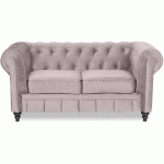 CANAPÉ CHESTERFIELD VELOURS 2 PLACES ALTESSE TAUPE - TAUPE