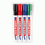 MARQUEUR EFFAÇABLE EDDING 660 POINTE OGIVE DE 1,5 À 3 MM - POCHETTE DE 4 COULEURS ASSORTIES