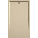 RECEVEUR DE DOUCHE 80X90 CM EXTRA PLAT ARCO EN RÉSINE SURFACE ARDOISÉE BEIGE GRILLE INOX - BEIGE