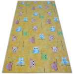 TAPIS ENFANT OWLS JAUNE HIBOUX PETITS HIBOUX YELLOW 100X250 CM