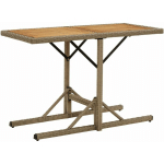 TABLE DE JARDIN BEIGE BOIS MASSIF D'ACACIA ET POLY ROTIN