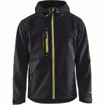 VESTE SOFTSHELL À CAPUCHE NOIR/JAUNE FLUORESCENT TAILLE S - MANUTAN COLLECTIVITÉS