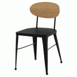 CHAISE AUSTIN DOS PIN NATUREL - ASS/PIÈT ACIER NOIR - JAYSO