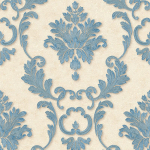 PAPIER PEINT BAROQUE BLEU & CRÈME INTISSÉ TAPISSERIE MURALE CRÈME À MOTIF FLEURIS PAPIERS PEINTS CRÈME ET BLEU STYLE TRADITIONNEL POUR BUREAU - BLEU,