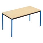 TABLE POLYVALENTE DROIT - L. 140 X P. 70 CM - PLATEAU ERABLE - PIEDS BLEU