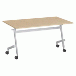 TABLE RABATTABLE L 140 X P 70 CM CHÊNE CLAIR BRUNEAU PRACTIKA PLUS PIEDS ALUMINIUM
