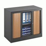 ARMOIRE À RIDEAUX MONOBLOC ECO-CONÇUE DÉCOR H 70 X L 80 CM CORPS ANTHRACITE/RIDEAUX HÊTRE