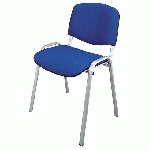 LOT DE 2 - CHAISE CONFÉRENCE CLASSIQUE BLEUE PIEDS ALUMINIUM