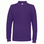COTTOVER POLO PIQUE MANCHES LONGUES HOMME - CERTIFIÉ GOTS VIOLET - TAILLE L