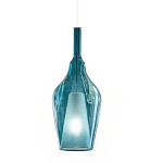 G.E.A.LUCE - SUSPENSION BLEU VERRE TRANSPARENT GEA LUCE OFELIA S12 E27 PLAFONNIER LED