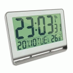 HORLOGE MURALE LCD MULTIFONCTION RADIO-PILOTÉE LIVRÉE 2 PILES AAA FOURNIES EN ABS L20 X H15 CM BLANC