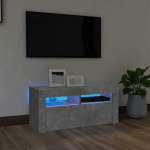 MEUBLE TV AVEC LUMIÈRES LED GRIS BÉTON 90X35X40 CM